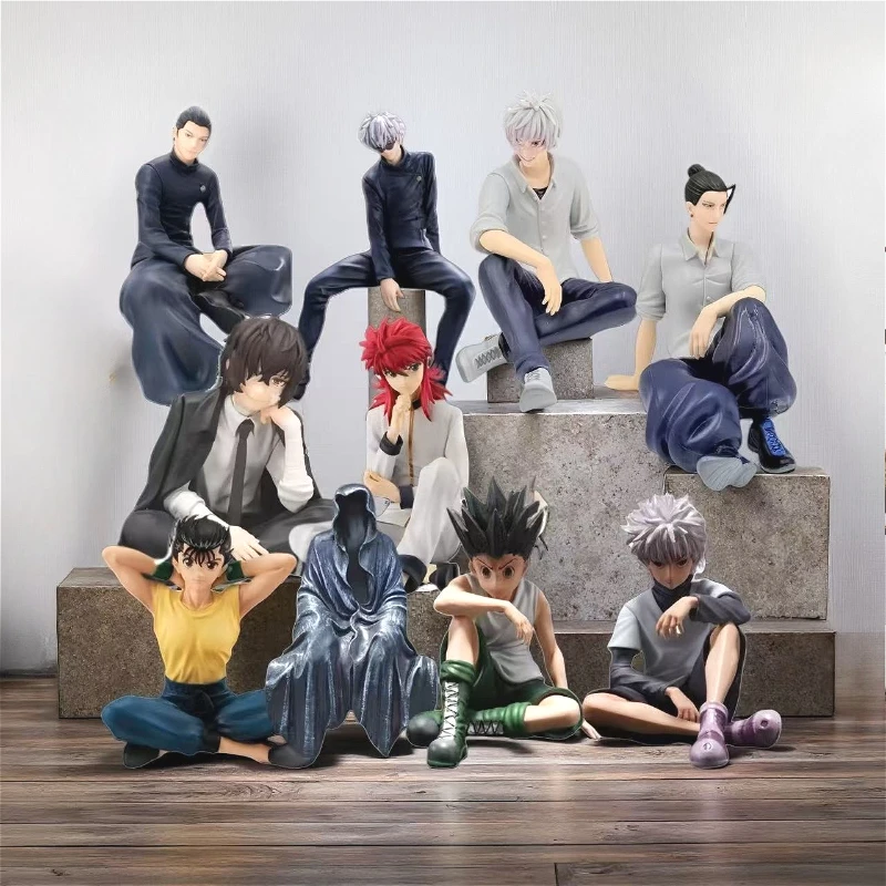 

Anime Satoru Gojo Statue Jujutsu Kaisen Figure Geto Suguru Sitting Posture Action Figures Pvc HUNTER×HUNTER Model Peripheral Toy