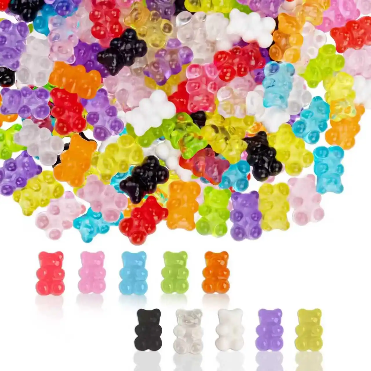 Jelly Bear Charms per unghie Resina Flatbacks Decorazione di orsetti di caramelle Orsetti gommosi Kawaii Orsi fai da te Forniture per manicure Accessori fai da te