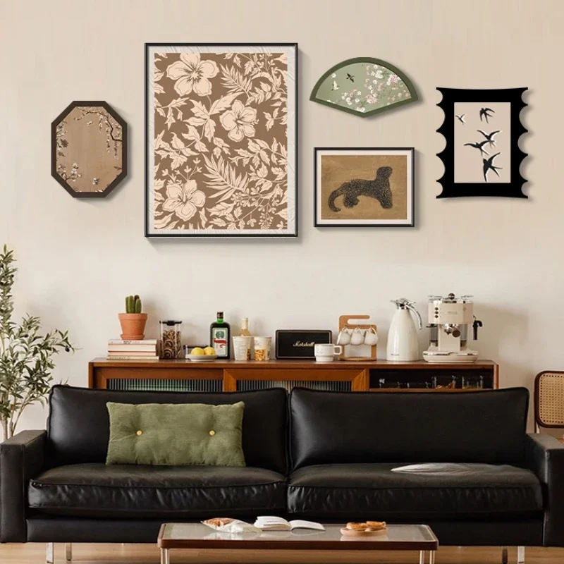 French Vintage Living Room Wall Art Set, Classic Hanging Decor, Southeast Asian, Retro Sofa Background Painting