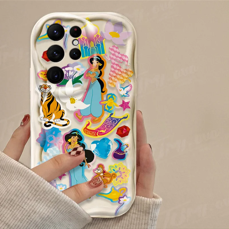 Disney Princess Ariel 3D Wave Case For Samsung Galaxy S24 Ultra S23 S22 Plus S21 S20 FE A25 A55 A35 A15 A05 A05S Clear Cover