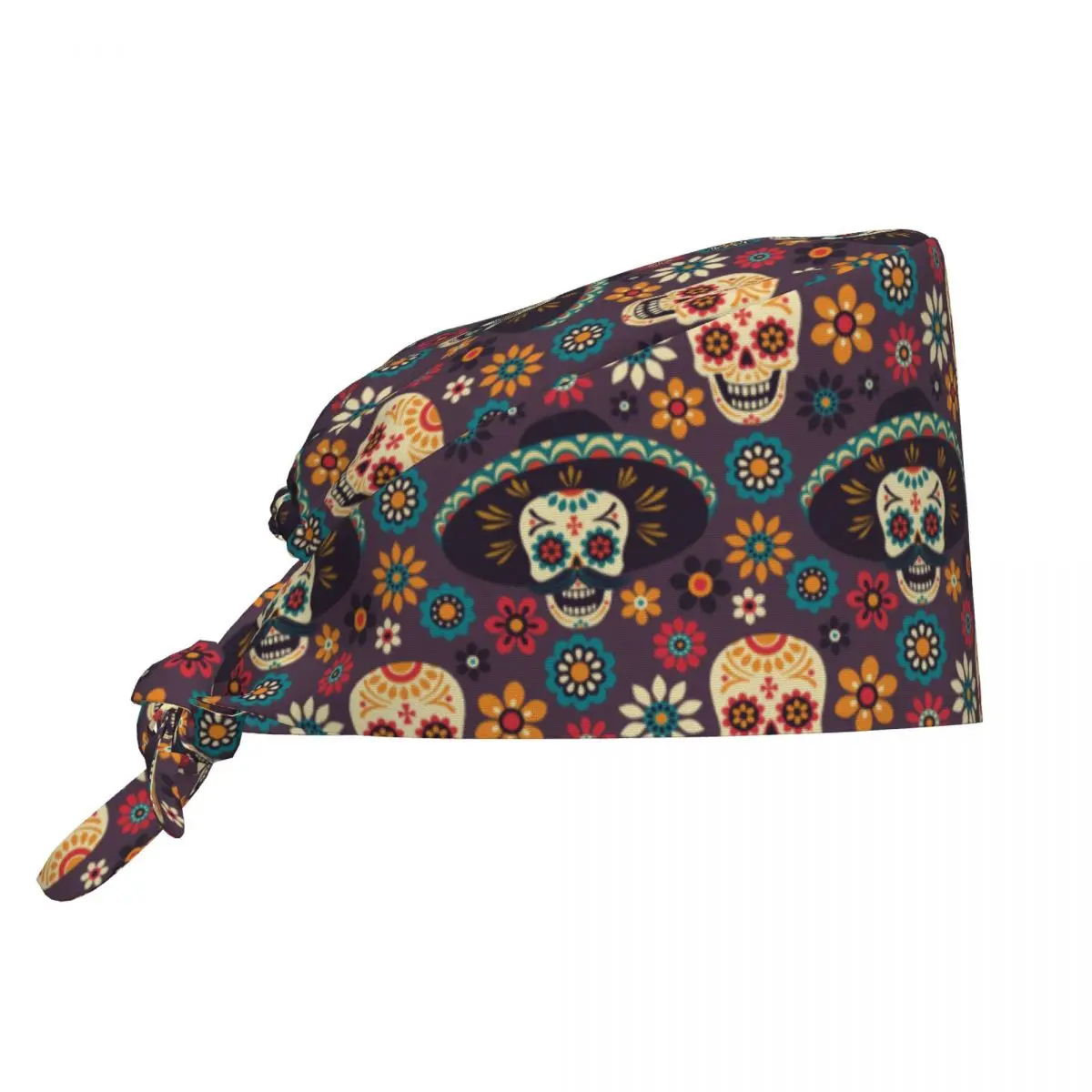 Gorro de Halloween con calavera de azúcar y rosa, gorro gótico para quirófano de enfermería, gorro quirúrgico Unisex para Spa, tienda de mascotas, veterinario, enfermera Dental, sombreros de trabajo