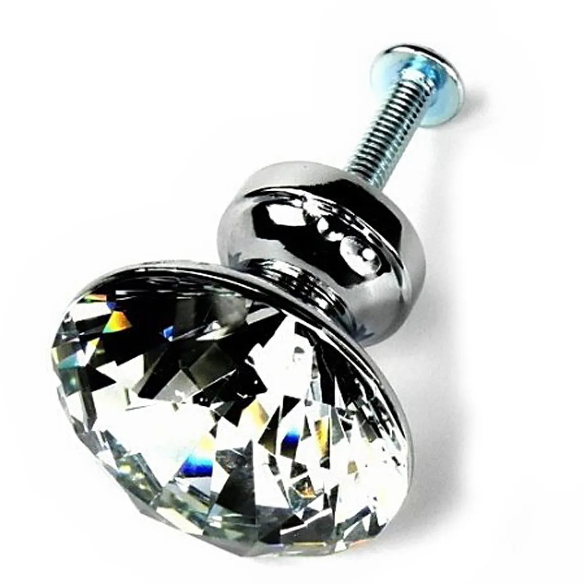 5Pcs Modern Diamond Crystal Glass Cabinet Knobs 30Mm Diameter 32Mm Height Zinc Alloy Drawer Door Pull Handles for Cupboard