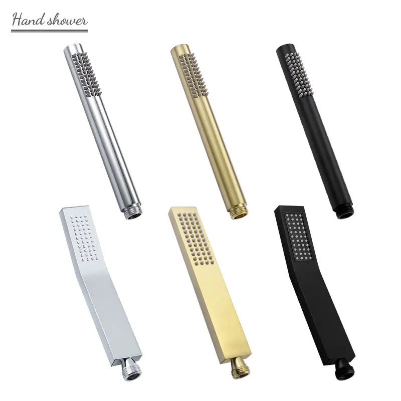 Brass Handheld Shower Head Round Hand Bath Sprinkler Brushed Gold  Bathroom Shower Sprayer Hose Set Shower Head