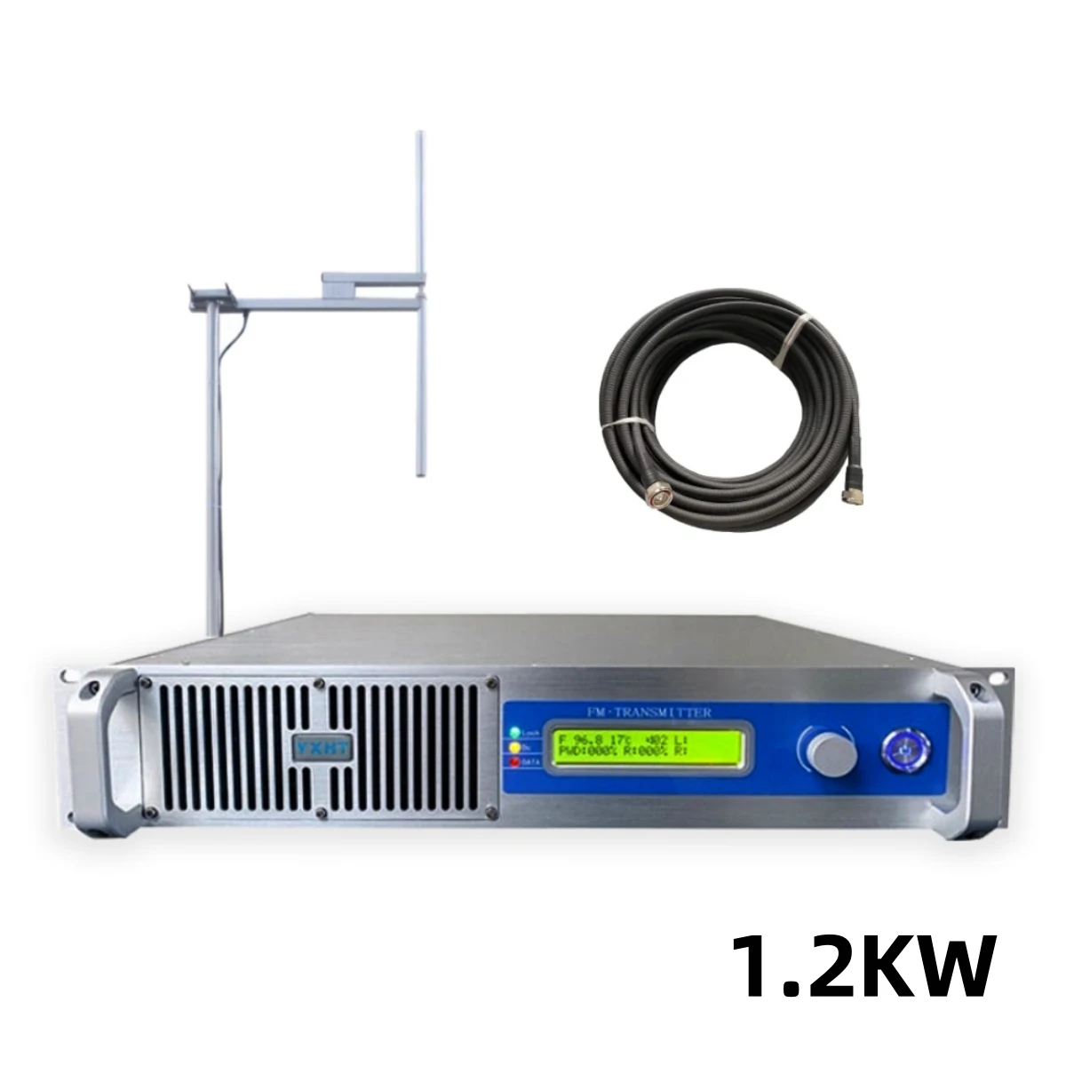 Apparecchiatura per la trasmissione della stazione radio Trasmettitore FM da 1,2 kW + Antenna a 1 alloggiamento + Cavo da 30 metri con connettori 3 attrezzature