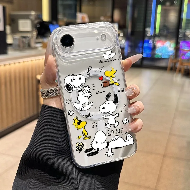 

Funny Cartoon Cute Snoopy peanutMagsafe Wireless Charge Phone Case For iPhone 11 12 13 14 15 16 17 Pro Max Plus Magnetic Cover