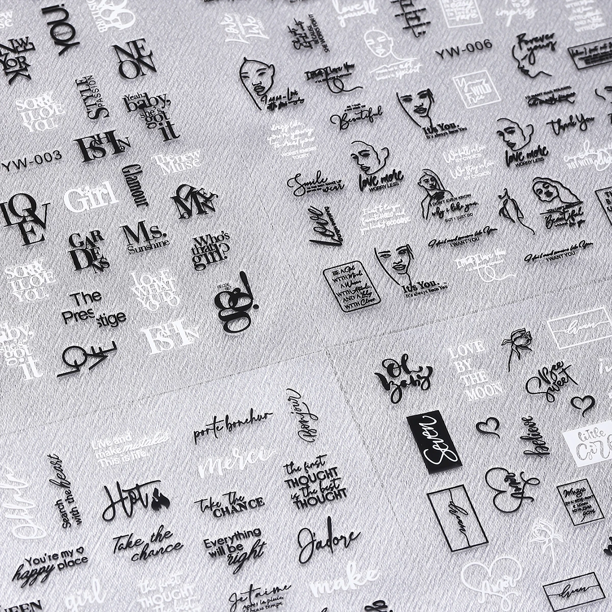 ملصق أظافر رفيع جدًا بحروف إنجليزية ، 12 أسود وأبيض ، طراز أنيق ، ديكور على شكل أظافر ذاتي الصنع ، ملصق غراء خلفي ستيريو #5