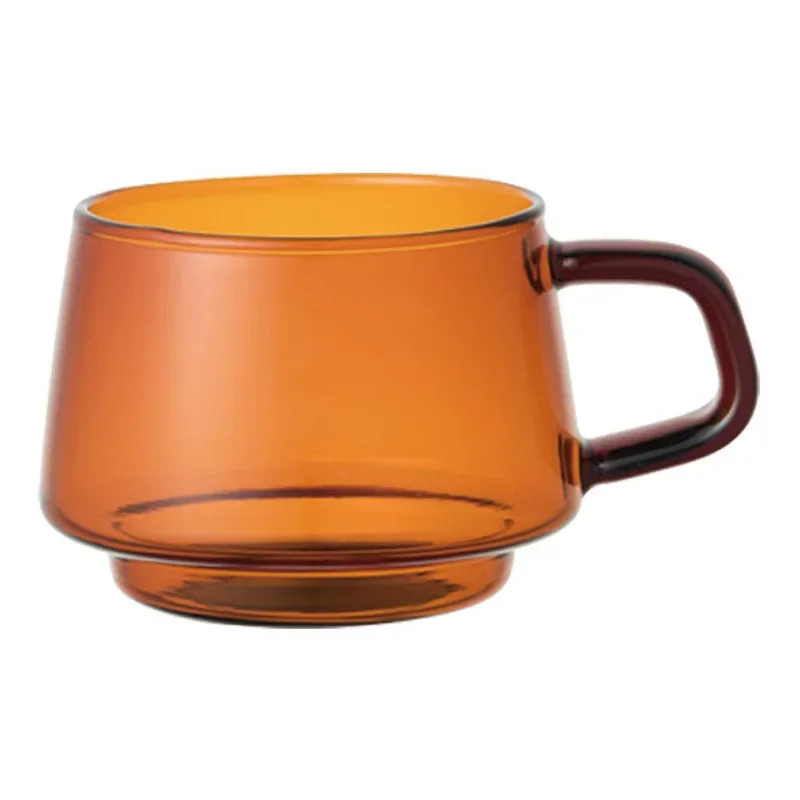 SePIA Series Amber Heat-Resistant Glass, Coffee Cup, Water Cup, Brown Glass with Handle, Japan, Kinto