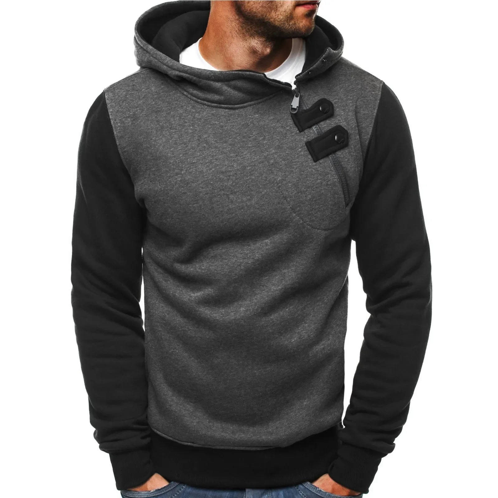 Spring And Fall Men\'s Fashion Sweatshirt Long Sleeve Hoodie Hooded Jacket