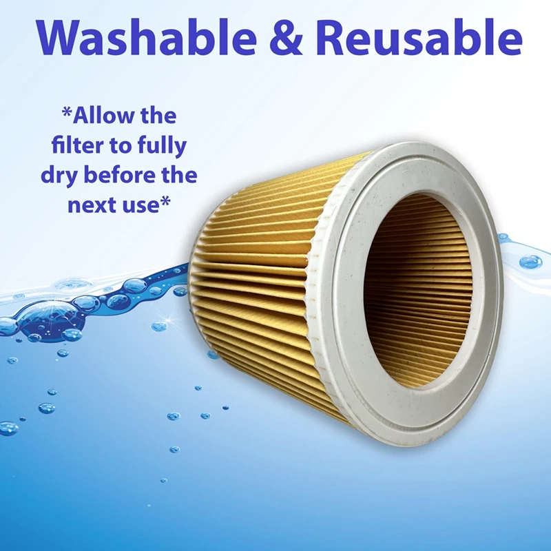 ABKP-2 Pack Cartridge Filters, Replacement Filter, Vacuum Cleaner Filter For Karcher WD3 Premium, WD2, WD3, WD3P, MV2, MV3