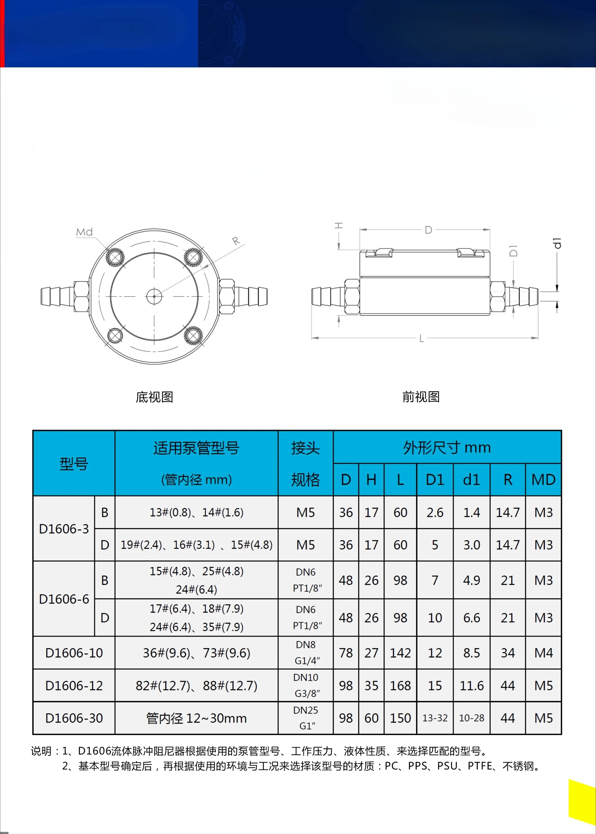 

SCPOGO D1606 3 fluid pulse damper peristaltic pump buffer rectifier Damper