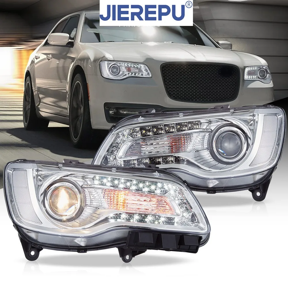 

1 пара хромированных светодиодных фар проектора в сборе для Chrysler 300 2011-2023, аксессуары для автомобильных фар в сборе
