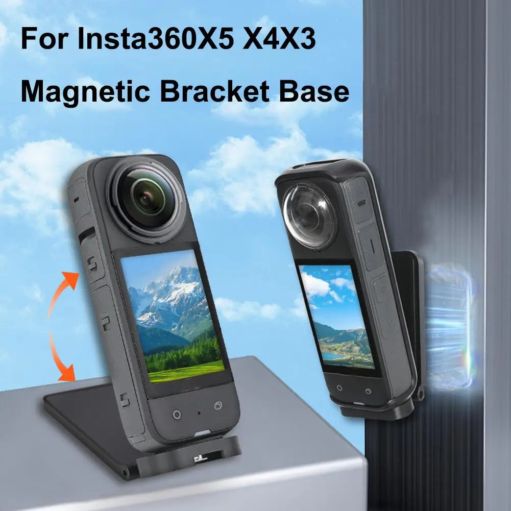 Magnetic Back Panel Bracket For Insta360 X5 X4 X3 Action Camera Desktop Stand With 1/4 Screw Multifunction Foldable Bracket Base