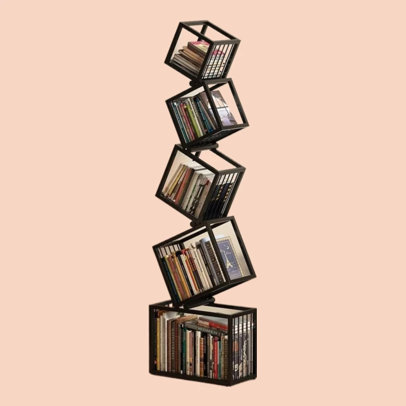 A sale Shaped corner vertical creative iron art bookshelf floor decorative storage shelf bookcase living room storage rack