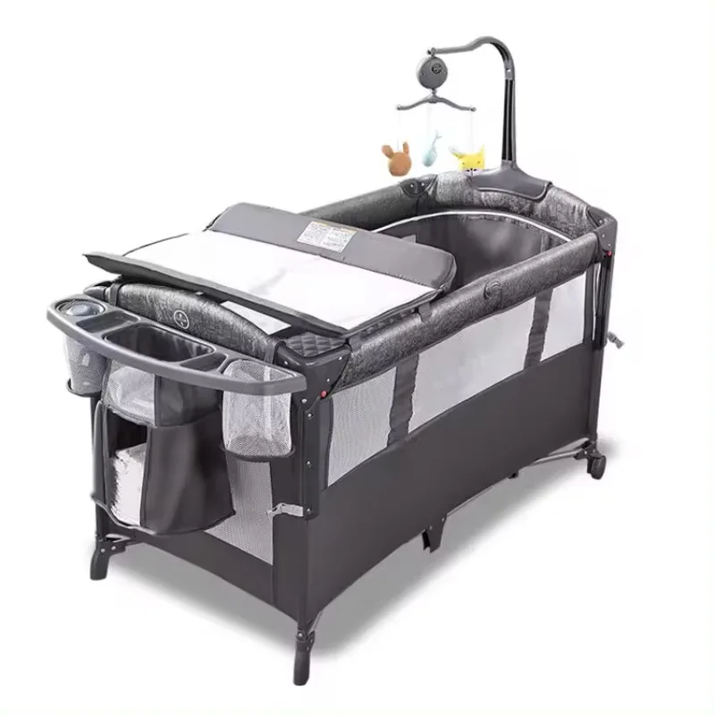 Movable Baby Cribs Dual Purpose Newborn Bed Splicing Large Bed Portable Baby Cradle Game Kids'Cribs