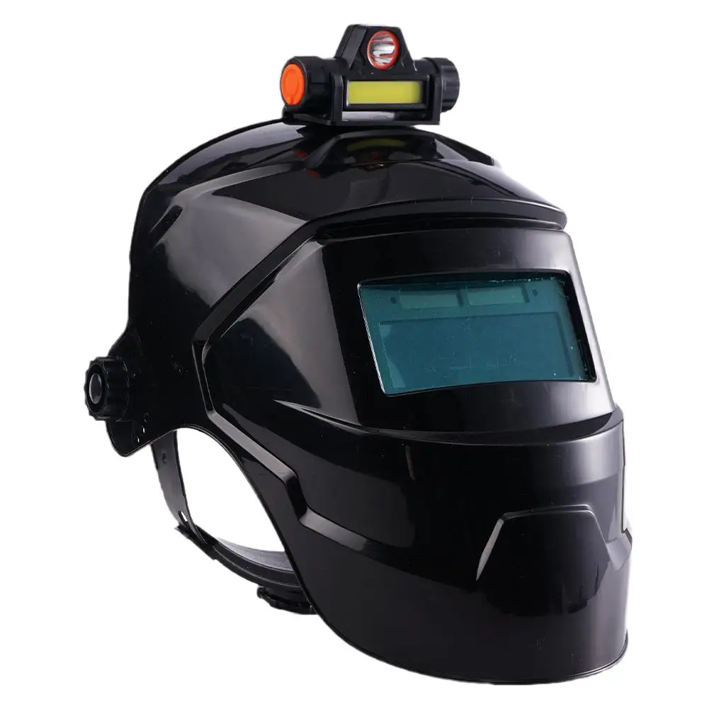 Large View Automatic Dimming Electric Welding Mask With Head Lamp Solar Power Welding Mask For Arc Weld Grind Cut