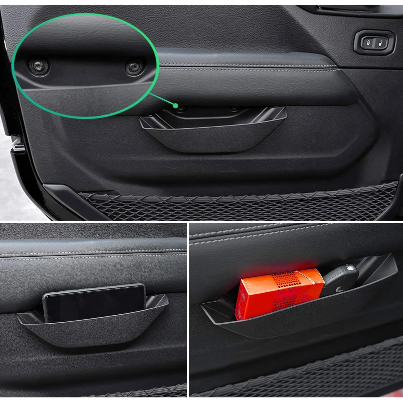 Car Front Door Storage Organizer Tray Grab Handle Box Interior Phone Pocket For Jeep Wrangler JL Gladiator JT 2018+
