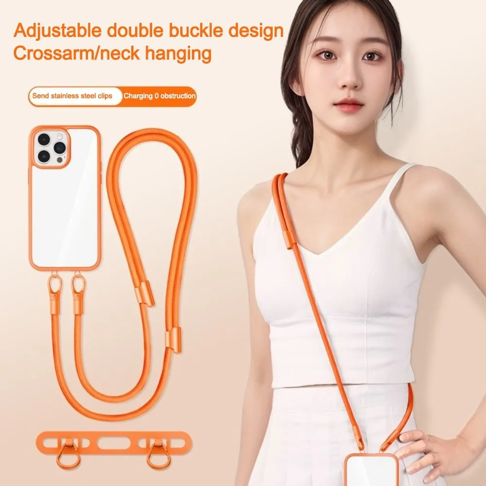 

Ремешок для мобильного телефона с двойной пряжкой и нашивкой из нержавеющей стали с нашивкой Ремешок для телефона Регулируемый ремешок против падения