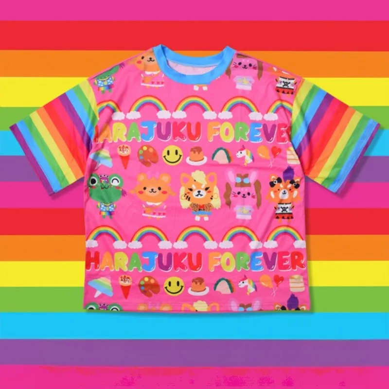 Nowa koszulka anime w stylu gotyckim, drukowana w 3D, unisex, kolorowa, oryginalny styl Y2K, odpowiednia do noszenia w domu i na zewnątrz.