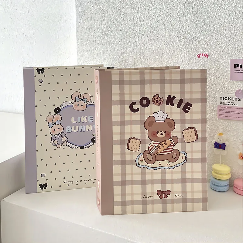 A5 Kawaii Biscuit Bear Binder Kpop Idol Photo Card Album Collect Book with Dust Cover DIY Photocards Organizer Journal Cover