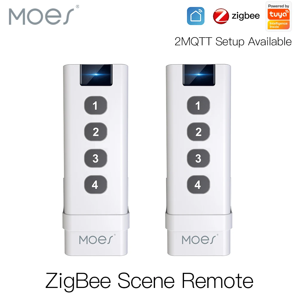 

Moes Tuya ZigBee Smart House Wireless Scene Switch 4 Gang Remote Portable Tuya Zigbee Hub Required No limit to Control Devices