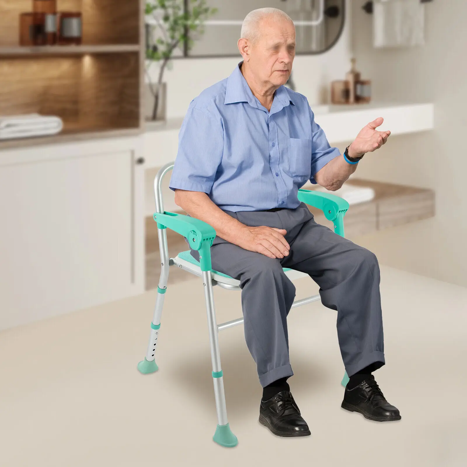 Asiento de ducha plegable con carga de 125kg/275lbs, silla de baño plegable, silla de ducha ligera