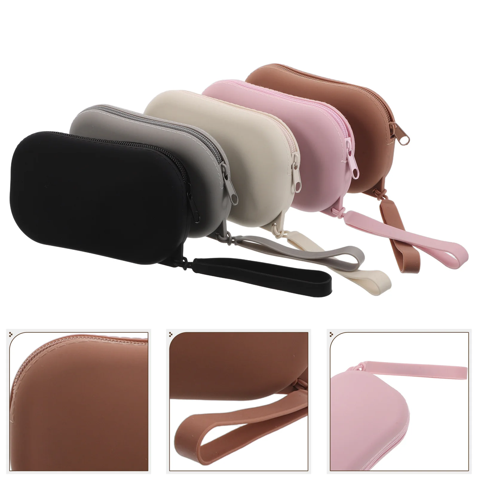 5Pcs Silicone Makeup Bag Compact Travel Pouch for Women Waterproof Small Zipper Pouches Change Wallet Keychain Portable