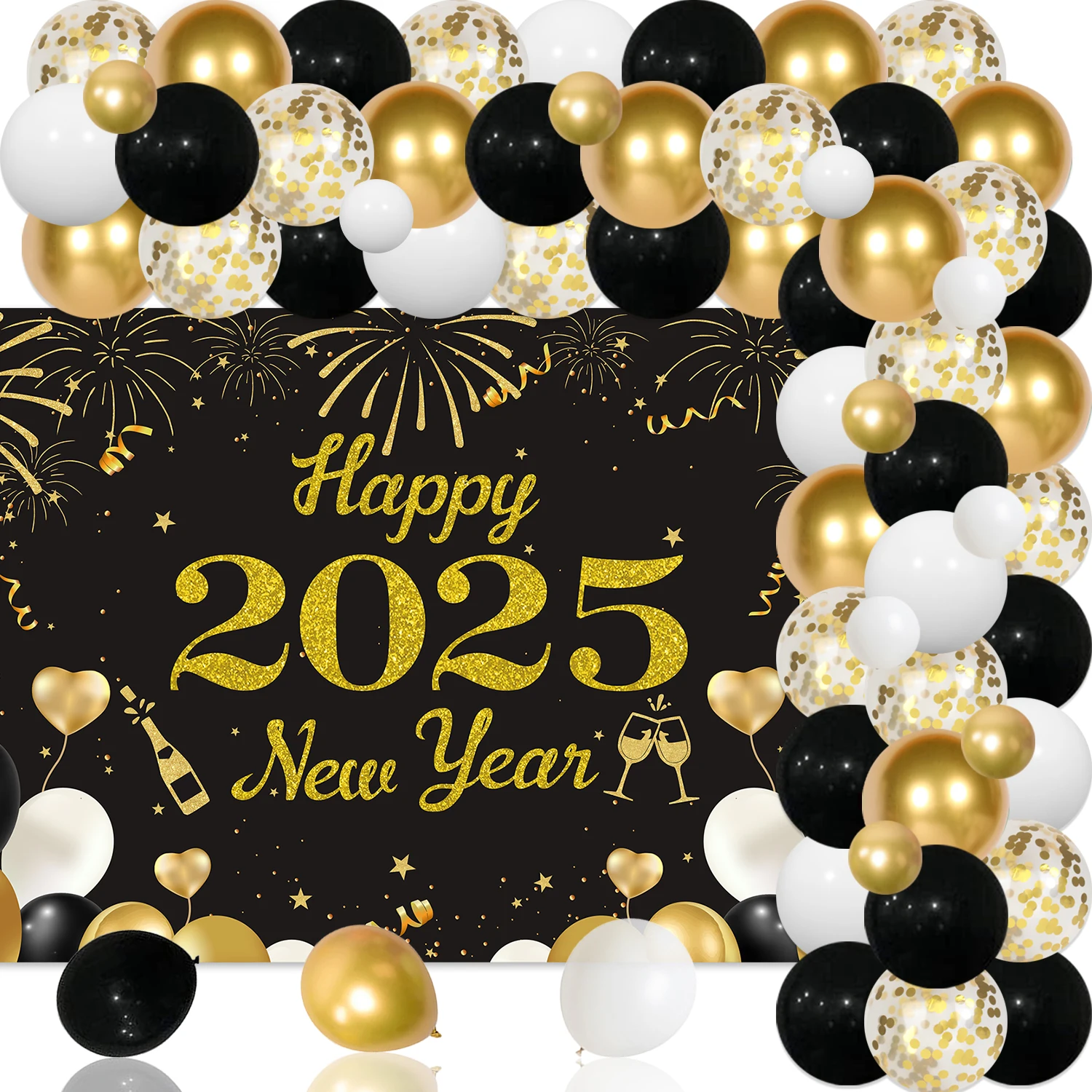 

Sursurprise-New Years Eve Party Decorations Supplies ,Black and Gold Balloons, Garland Arch Kit, Backdrop Decor, 2022