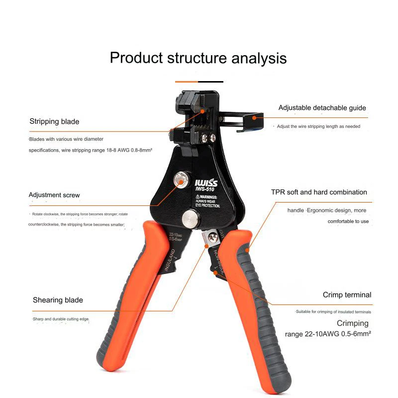 Iwiss IWS-2546T automatische Abisolier zange multifunktion ale Elektriker Photovoltaik Spezial werkzeuge Schneiden Druck ab streifer