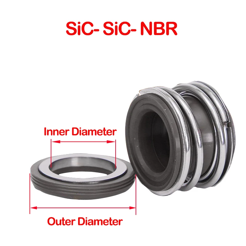 MG1/109 12/14/15/16/17/18/19/20-110mm SiC-SiC -Nitrile Rubber Buna(NBR) Mechanical Shaft Seal Single Spring For Water Pump