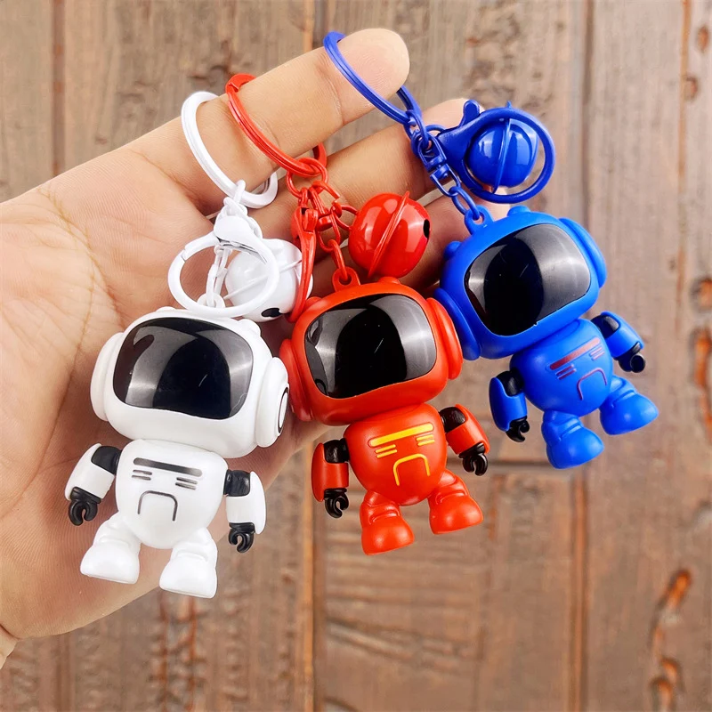 Creative Cute Robot Luminous Night Light Keychain Bag Pendant Ambient Light Car Keychain Women's Cute Accessories Gift