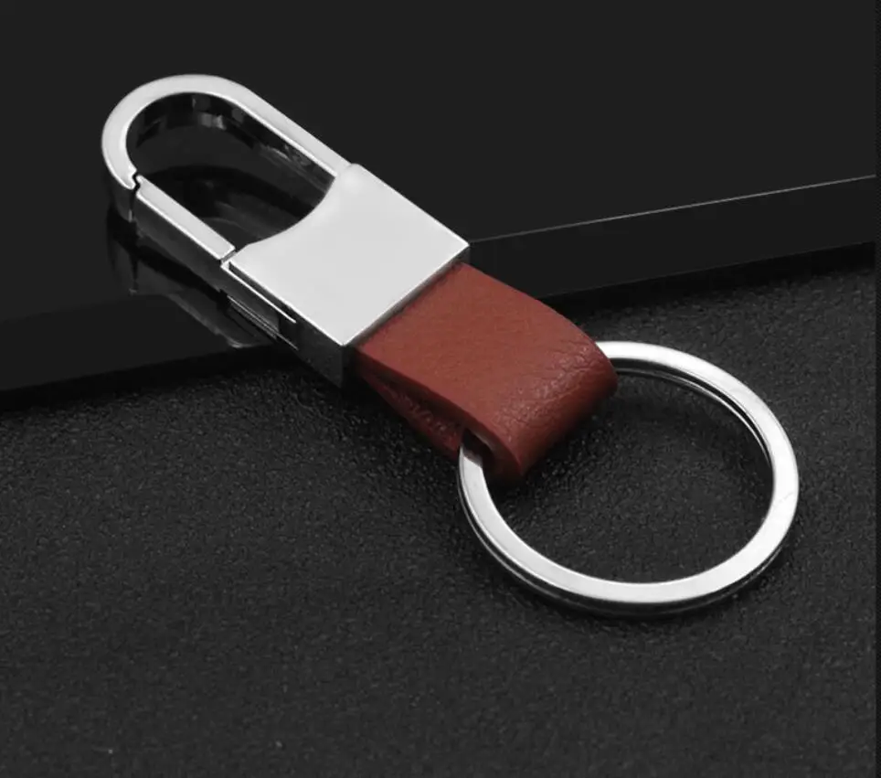 ออกแบบใหม่หรูหราด้วยตนเองโลหะหนัง Keychains Key Ring ChainBusiness ของขวัญผู้หญิง17159