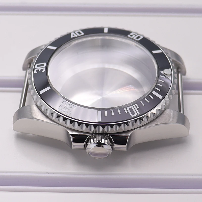 Silberne 40-mm-Gehäuse für Seiko NH35 NH34 NH36 NH38 Miyota 8215 ETA 2824 Herrenuhrengehäuse Saphirglas 28,5-mm-Zifferblatt Keramiklünette – Detail 15