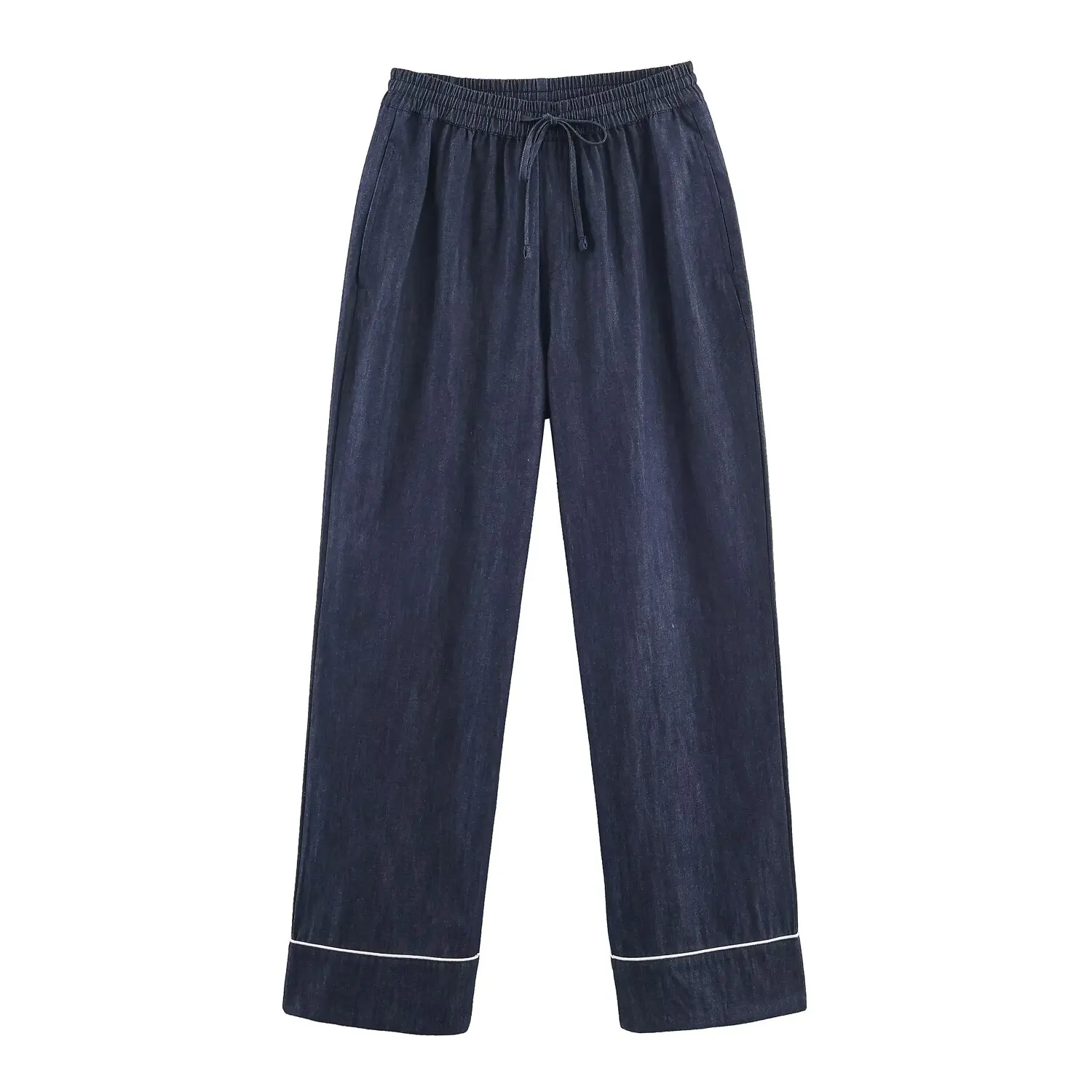 2025 nuovi abiti da donna stile europeo e americano alla moda con coulisse in vita pantaloni larghi casual versatili a gamba larga