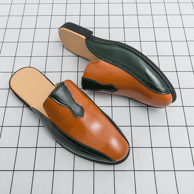 

Лоскутные брендовые дизайнерские мужские полутуфли для мужчин, повседневные кожаные лоферы, модные полутуфли, мужские шлепанцы, мужские шлепанцы