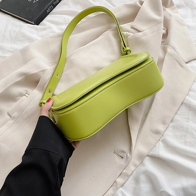 MOODS Flap Crossbody Bags For Women Pure Color PU Leather Armpit Shoulder Bag 2023 Latest Fashion Small Saddle Handbags Female