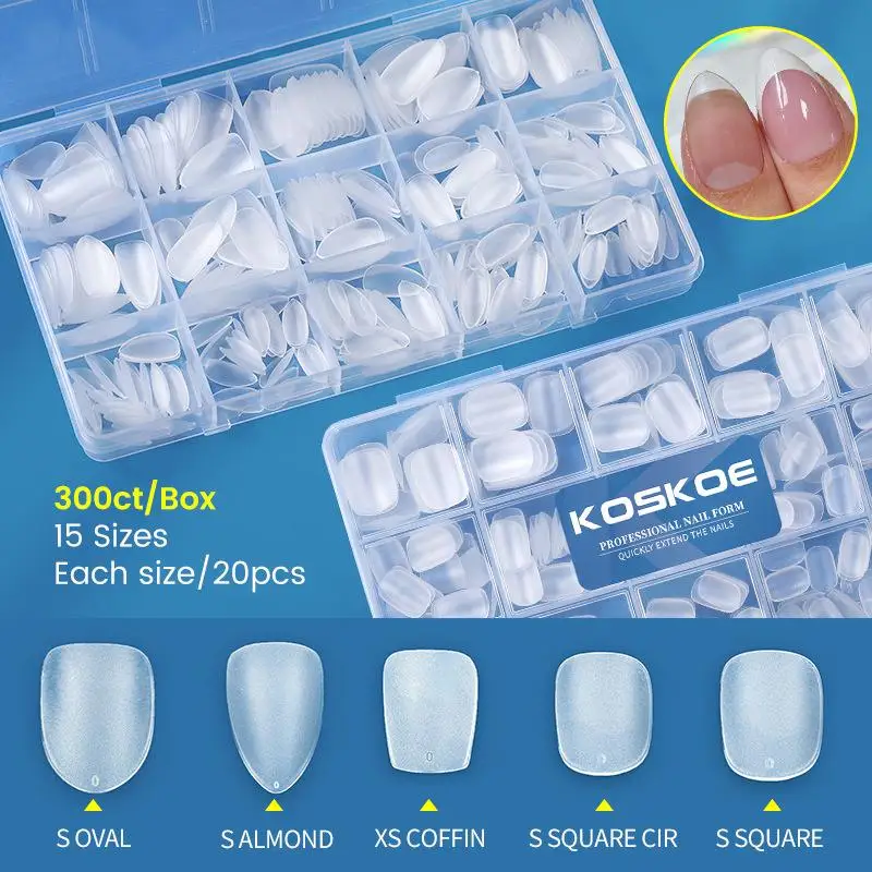 300 قطعة/صندوق كامل ماتي النهاية وهمية مسمار الاكريليك نصائح لينة هلام جيل للأظافر مربع التابوت اللوز البيضاوي اضغط على نصائح مانيكير تمديد #3