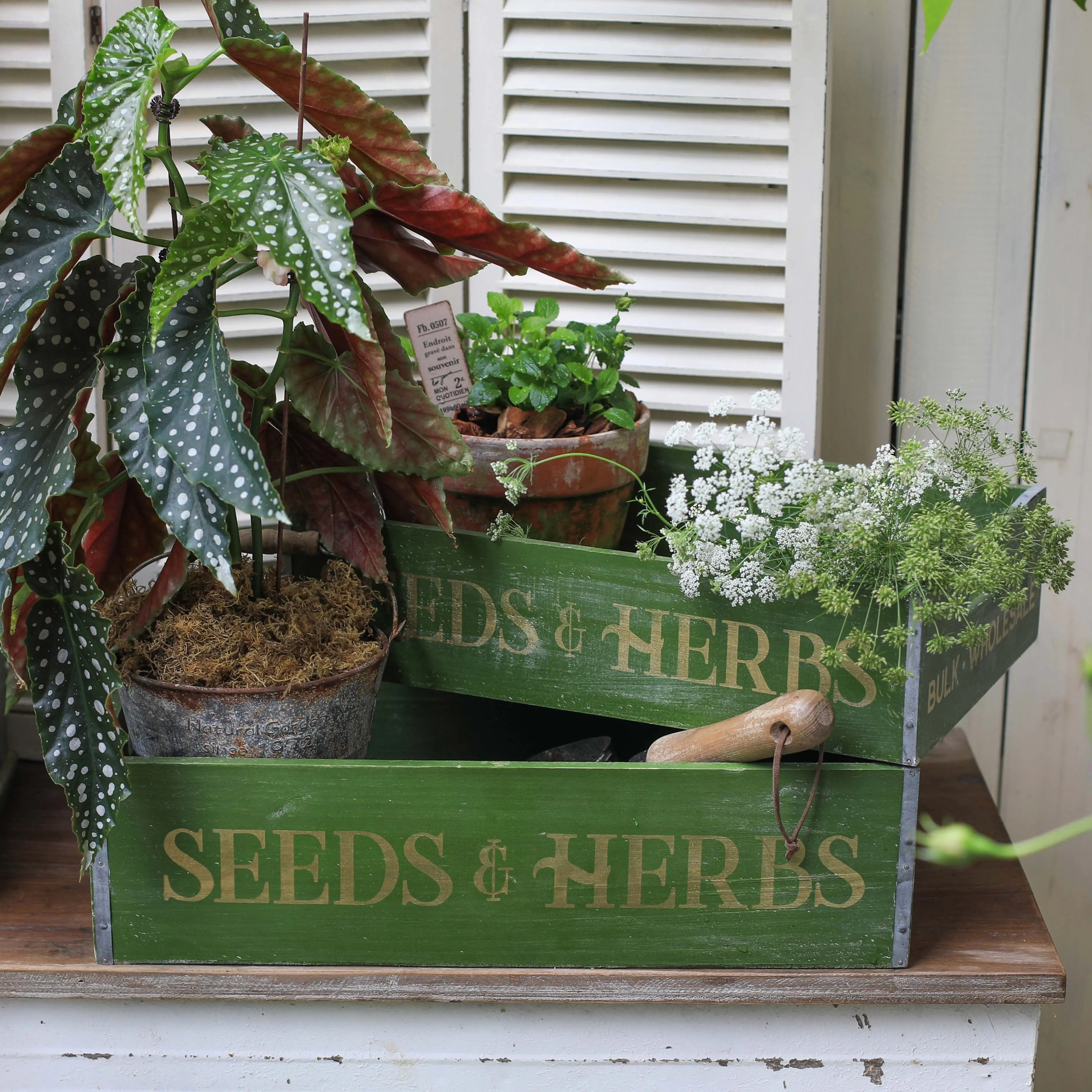 Sendeyuan Woodcraft Garden Flower Pot Flower Basket Storage Box Tool Basket Retro Nostalgic