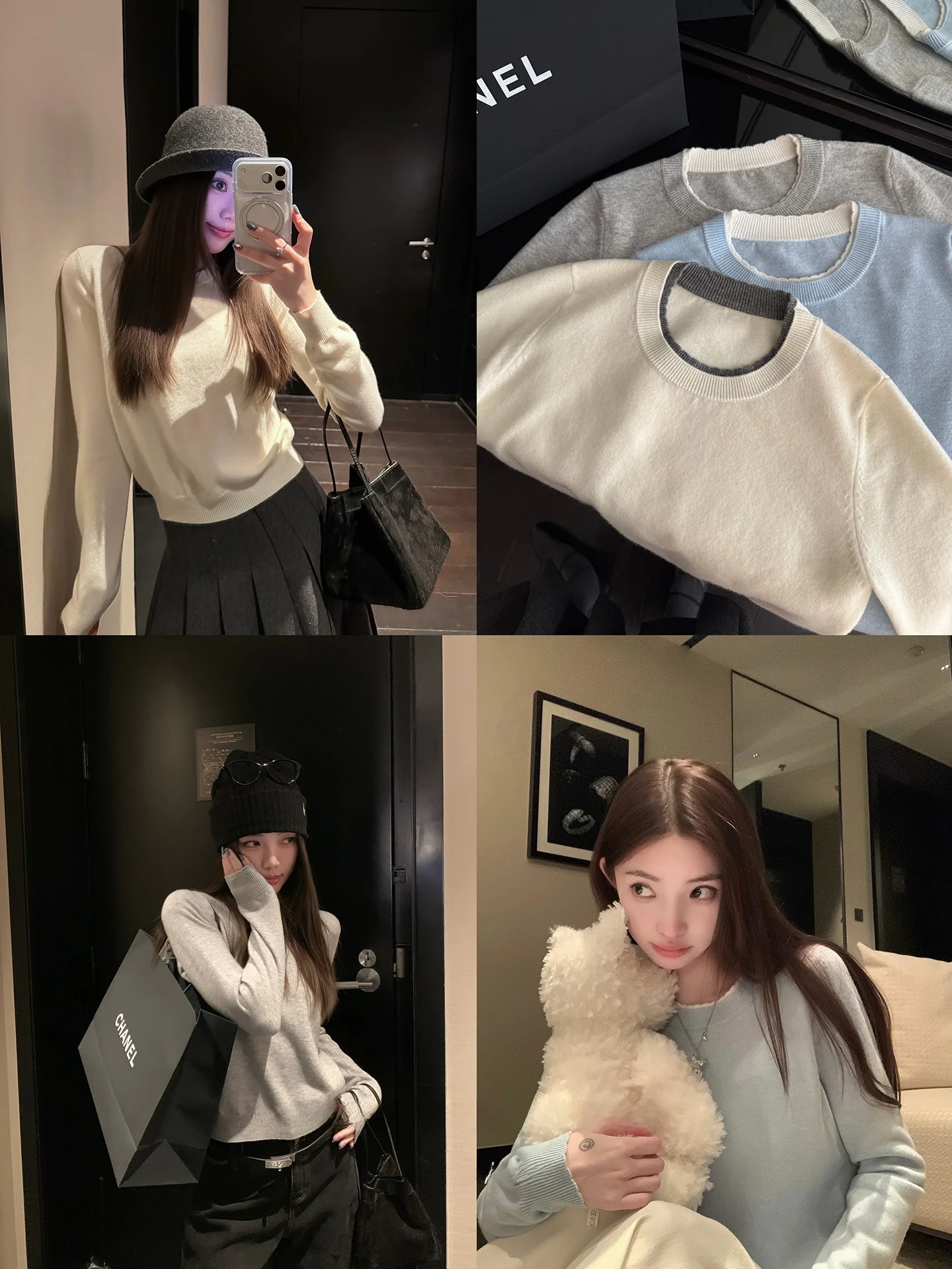 

Classic ort round Ne Lace Trim Sweater Women's Knitted Top Versatile Sli Casual Soft Polyester Fiber Long Sve