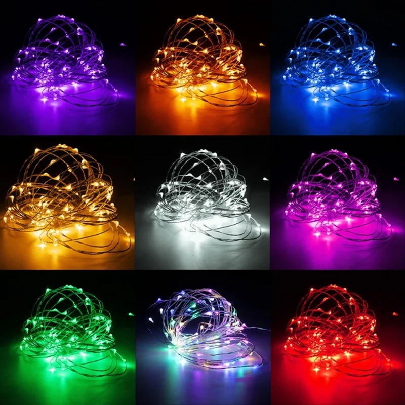 

String Lights 16.4ft/5m 50 Led Copper Wire String Fairy Lights Waterproof Christmas Battery Power Garden Decor+remote Controller