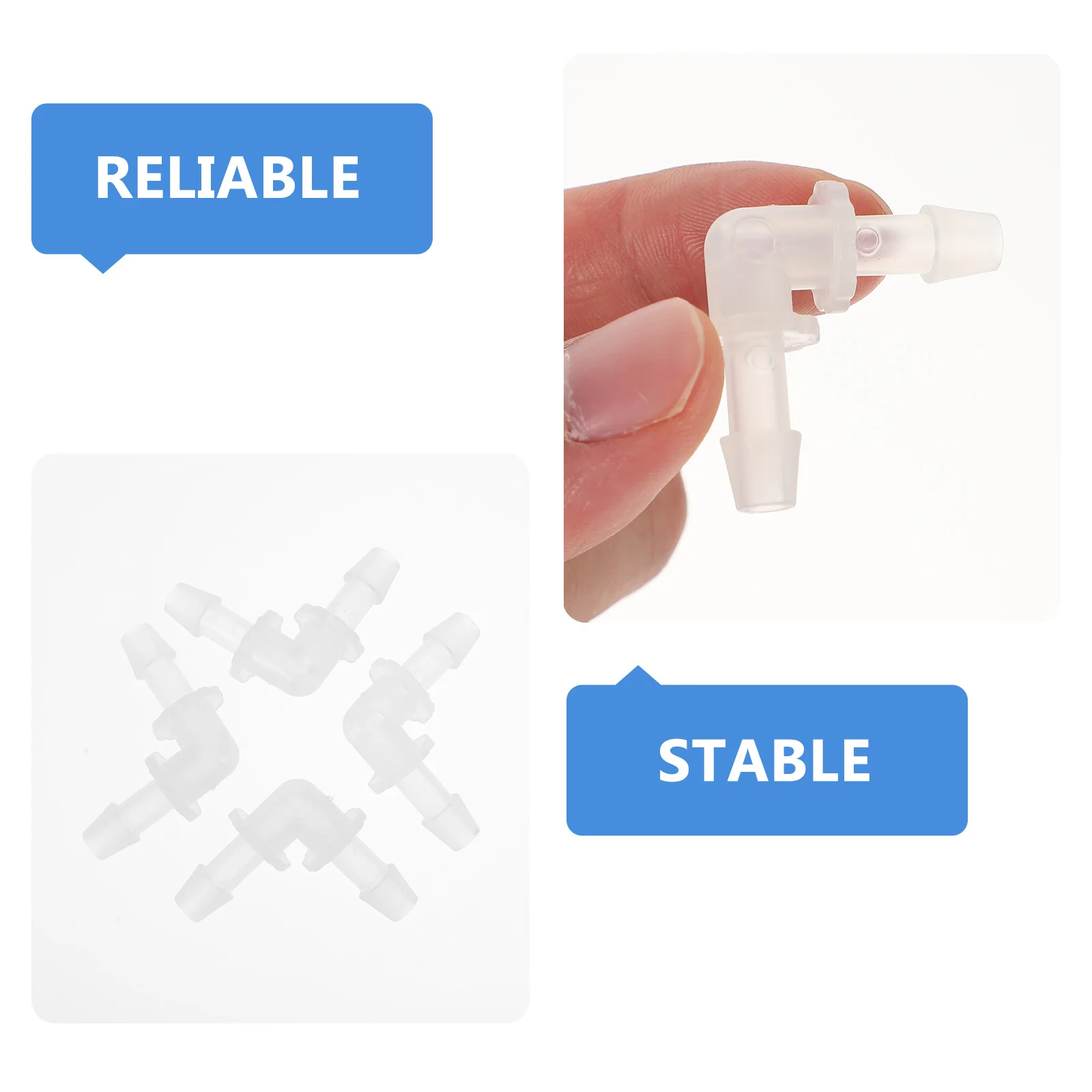 

10 Pcs Stainless Steel 90 Degree PP Elbow Pipe Connectors Plastic Aquarium Tube