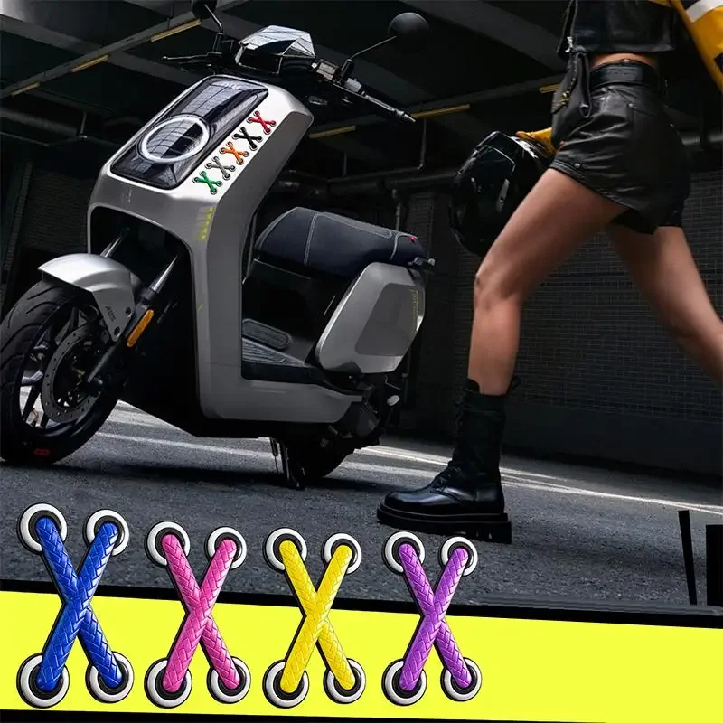 seven color options for cross shoelace car decal