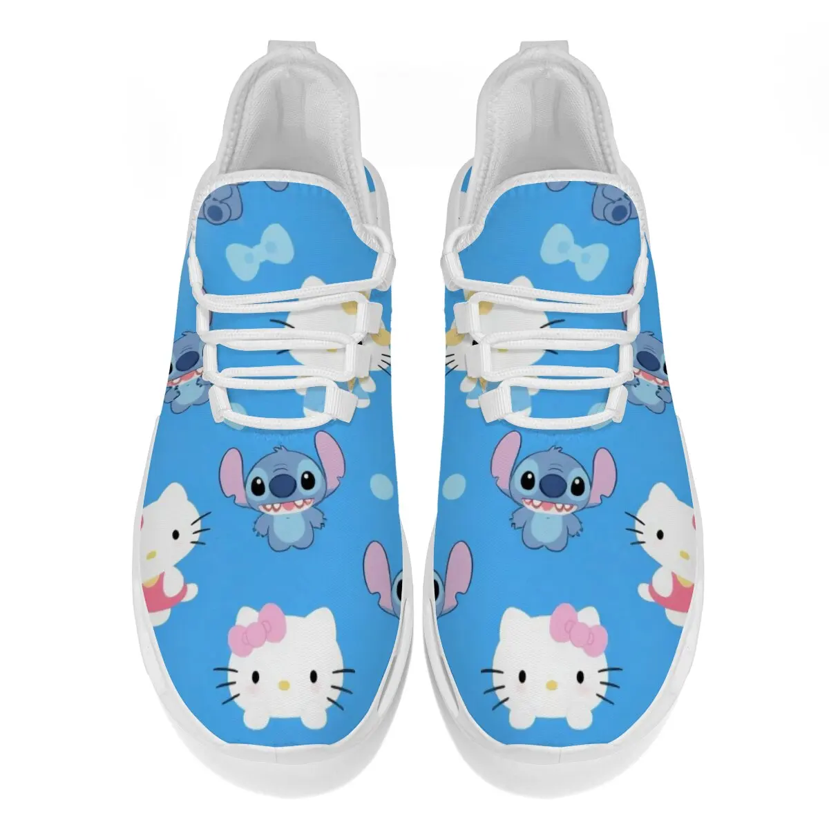 Scarpe da donna Disney Scarpe da ginnastica blu cartone animato con punto Hello Kitty Moda sportiva da passeggio Scarpe basse da tennis casual per uomo