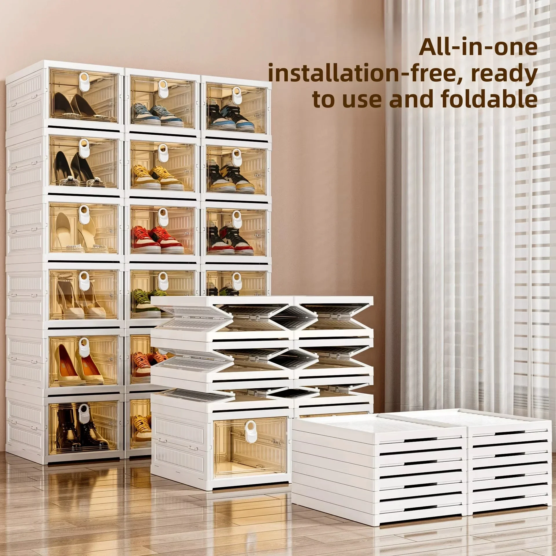 Dustproof Shelf Multi-layer Integrated Foldable Shoe Organizer Large Capacity Snack Storage Box