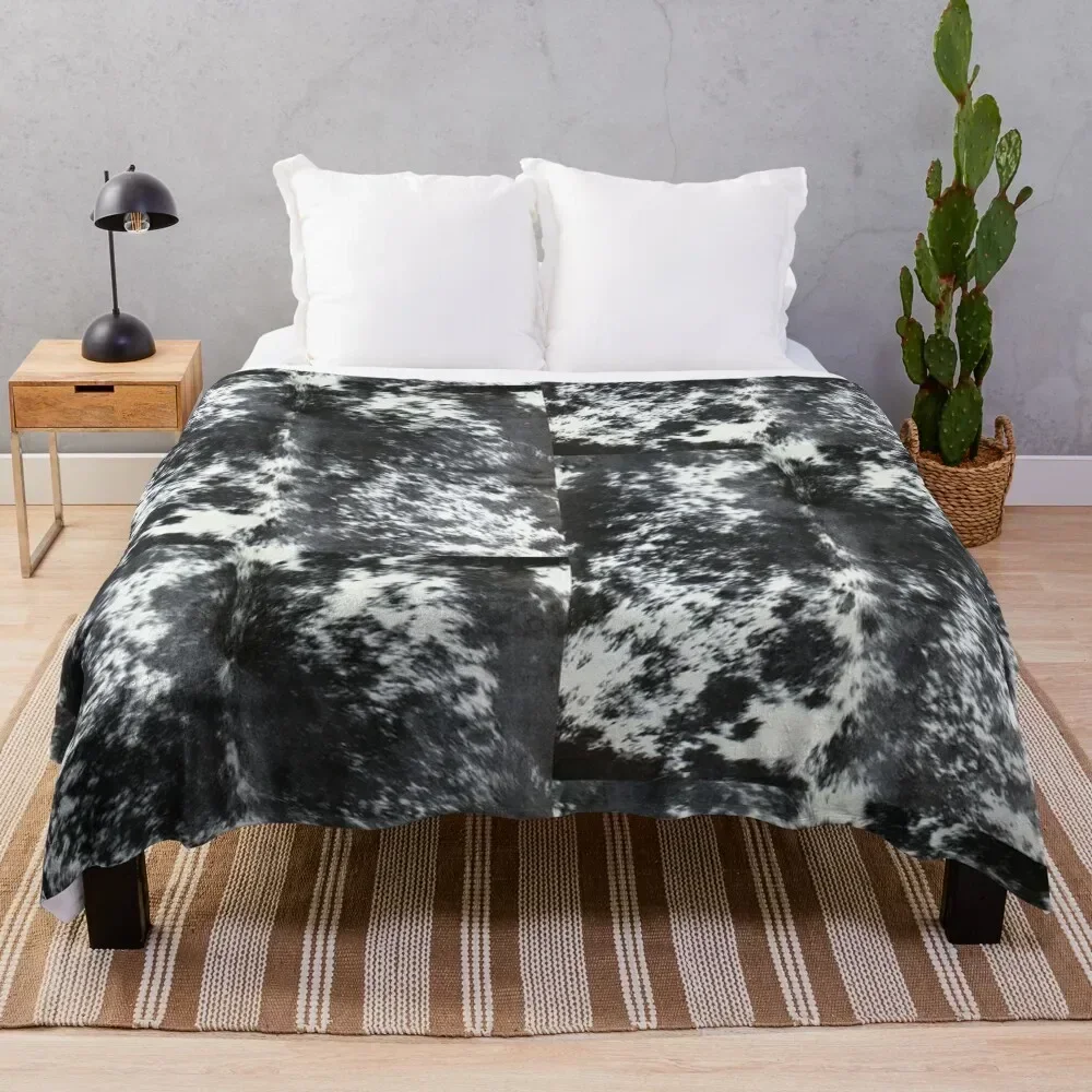 

Cowhide Black and White | Texture Throw Blanket Summer Plush Blankets