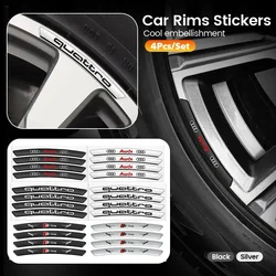 4PCS Car Logo Aluminum Stickers For Car Wheel Hub Decoration For AUDI S RS A3 A4 B8 8P 8V A6 C7 A5 Q5 B7 B6 B9 Q7 A1 Accessorie