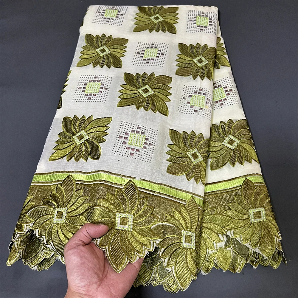 

2026 Latest High Quality African Nigerian Pure Tulle Damask Lace Fabric Embroidery Party Dress Sequins Cotton Cloth 5yard PS0004