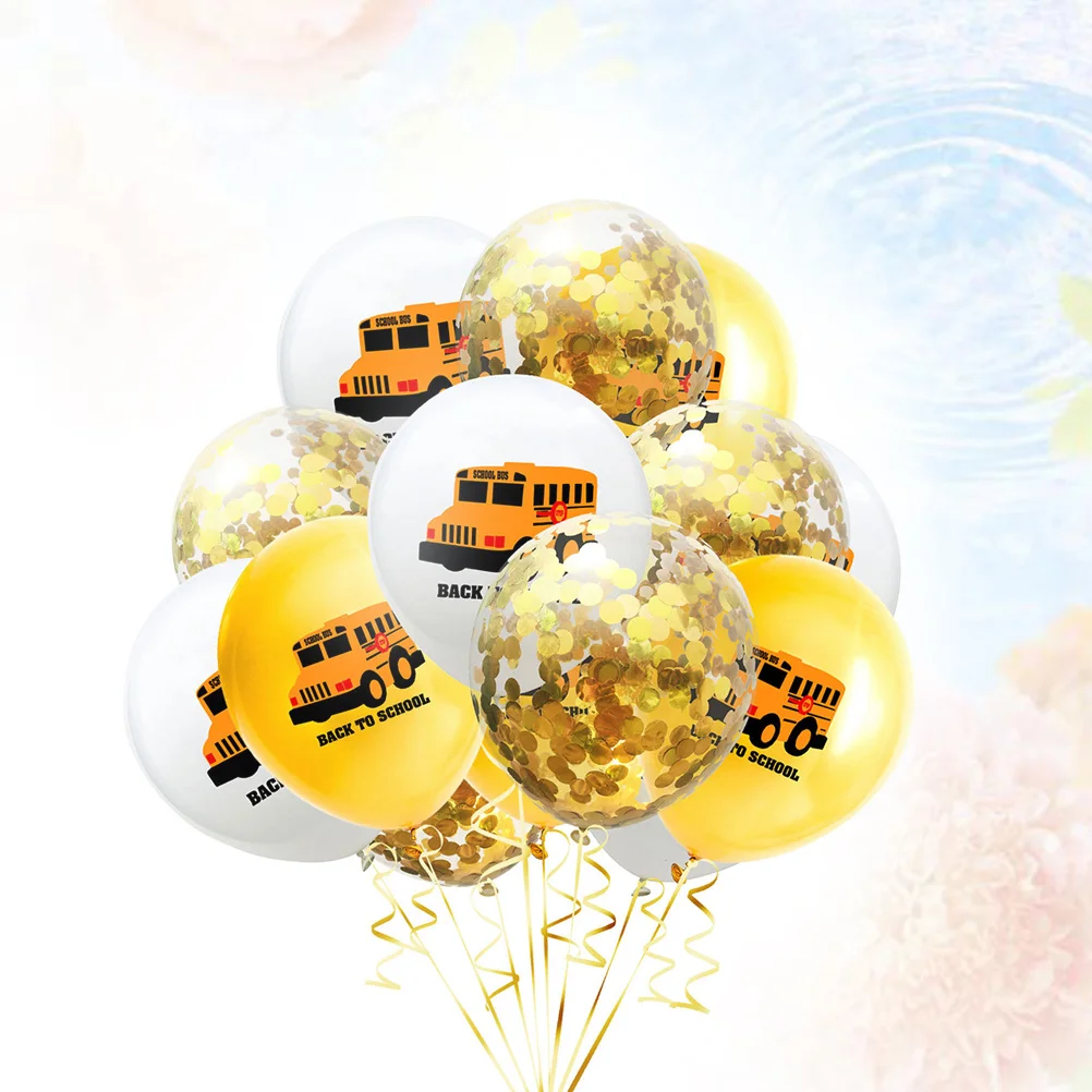 

15Pcs 12 Inch School Bus Printing Balloons Back to School Latex Party Decoration Reusable Door Window Ceiling