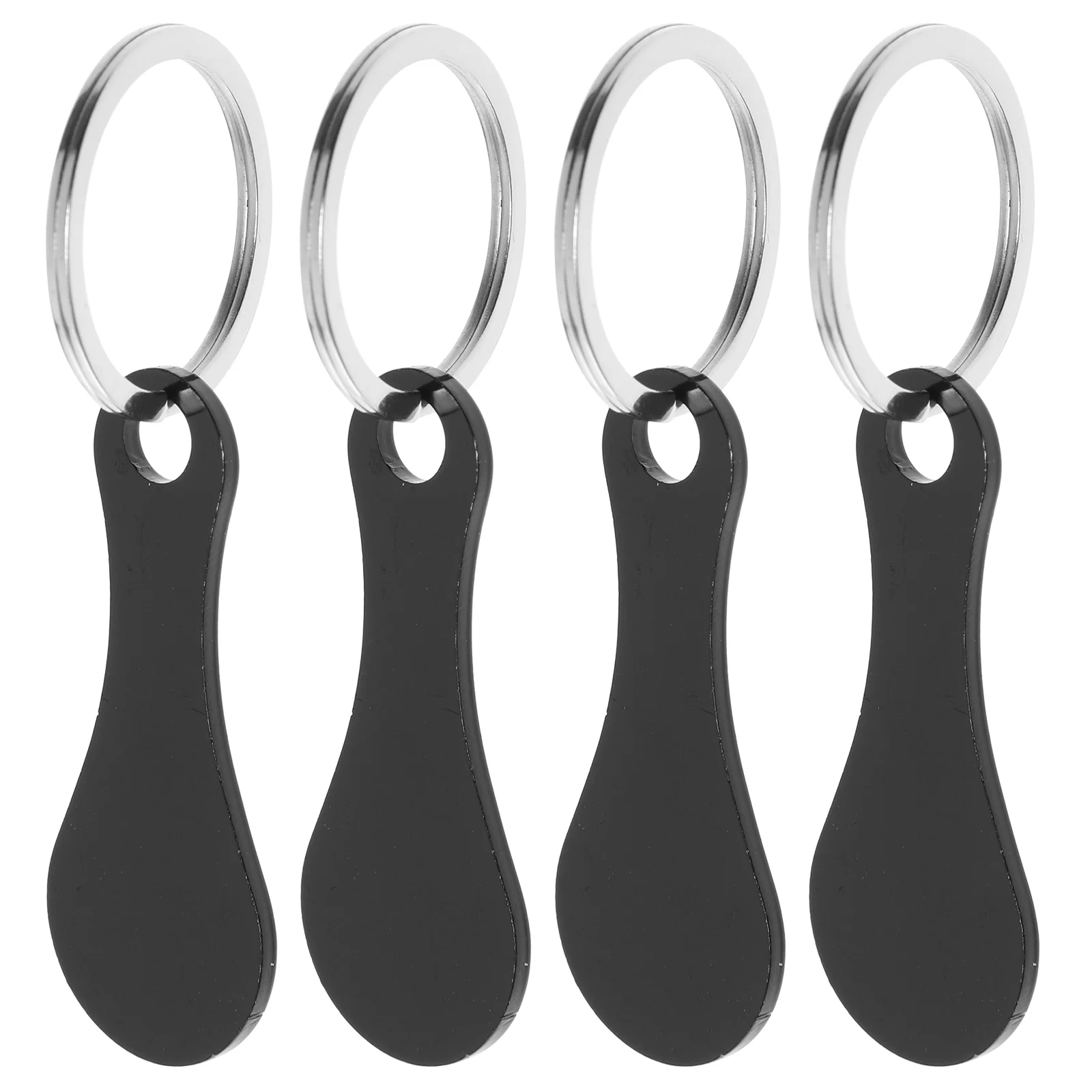 4 Pcs Cart Token Hanging Trolley Tokens Key Fob Pendant Shopping Keys Decor Practical Rings Stainless Steel Keyring Push