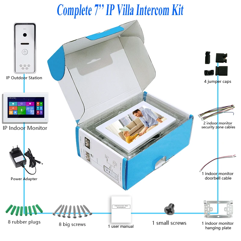 

7 inch kit 1 doorbell 1 screen video intercom products includes systems dedicated to small installations or single-family houses