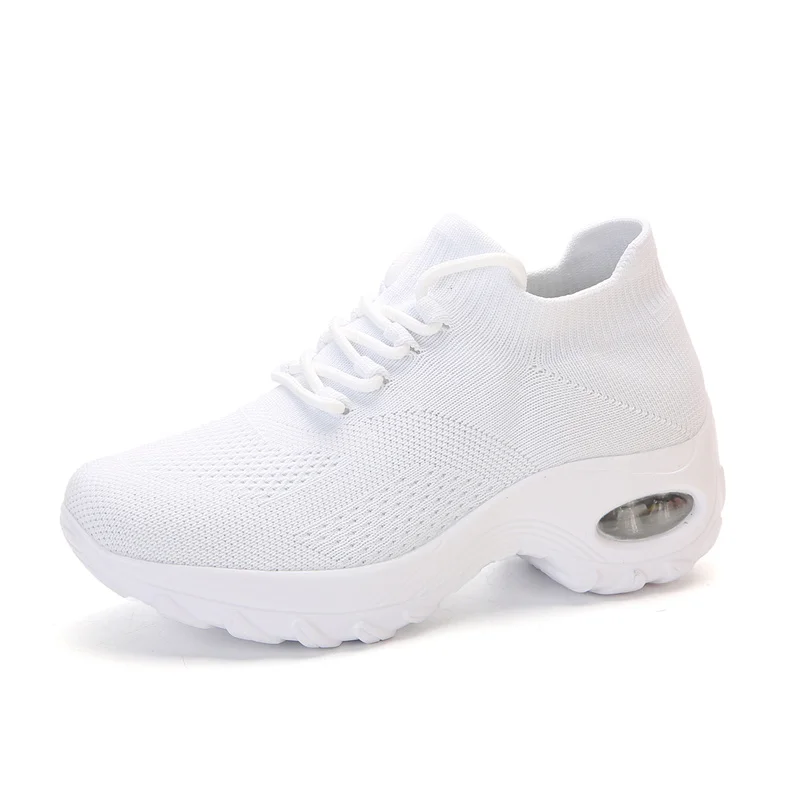Women Tennis Shoes Breathable Mesh Height-increasing Slip-on Female Sock Footwear Outdoor Women Sneakers Thick Bottom Platforms